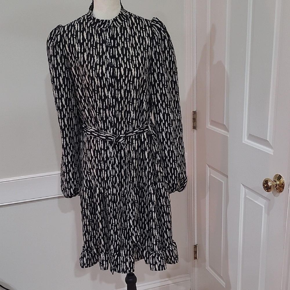 Grace Karin Black and White Printed Long Sleeve Dress
